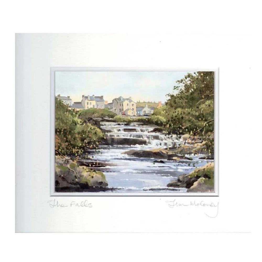 Jim Moloney The Falls Ennistymon Ireland Art Print Matted 10x12 Signed